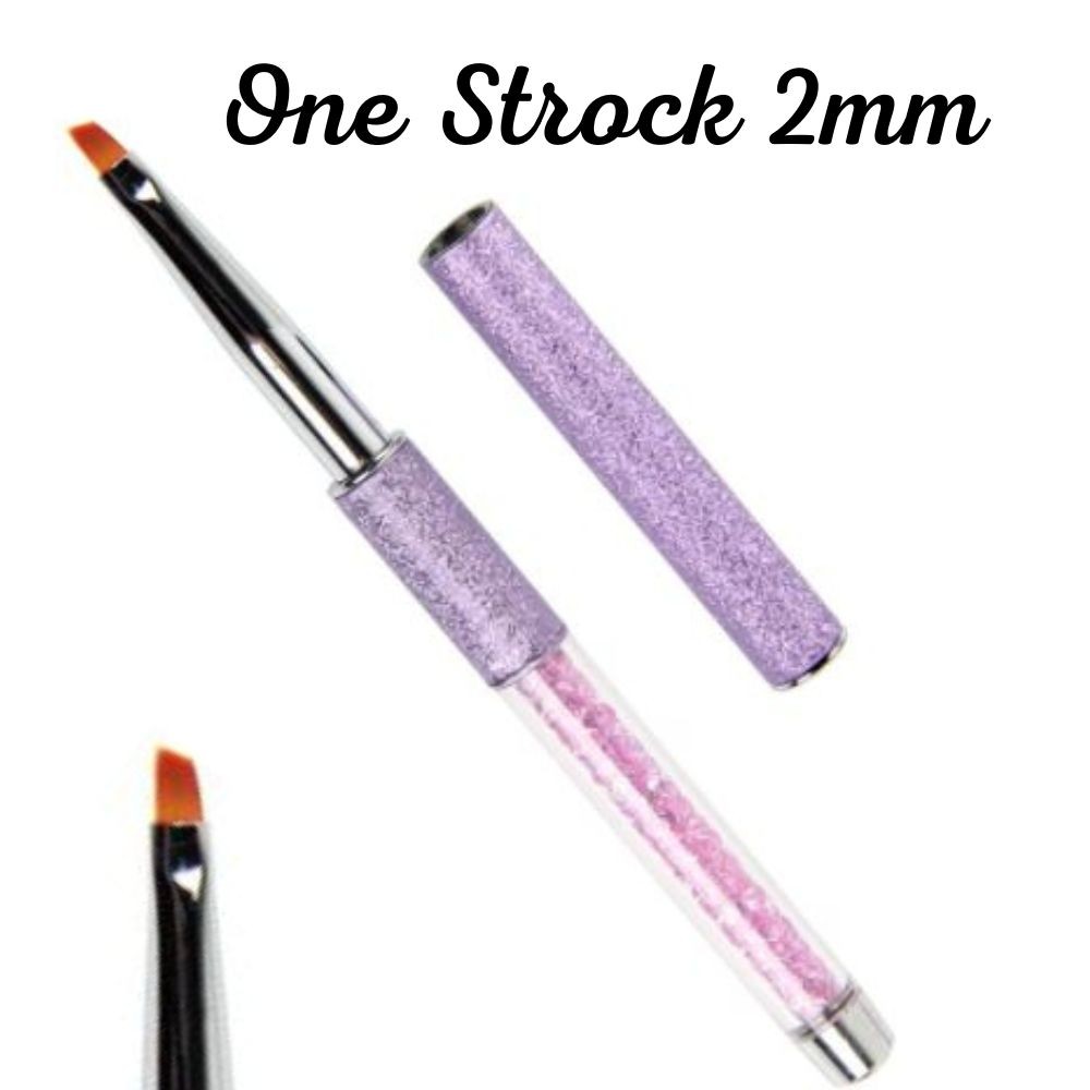 Pinceau Ongle - One Strock 2mm – Violet avec strass - Pinceaux - Virginie Magic'art