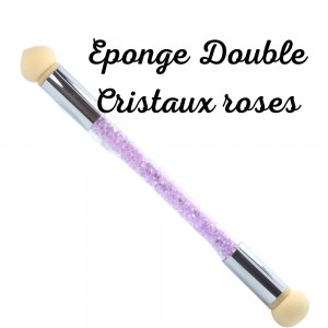 Pinceau Ongle - Eponge Double Cristaux Roses - Pinceaux - Virginie Magic'art