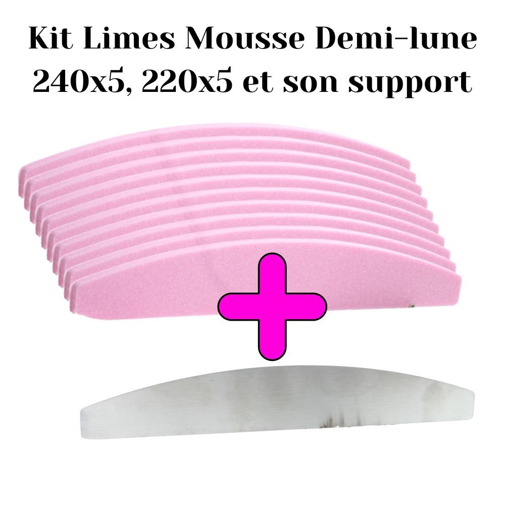 Kit Limes Mousse Demi-lune 240x5, 220x5 et son support - Limes - Virginie Magic'art